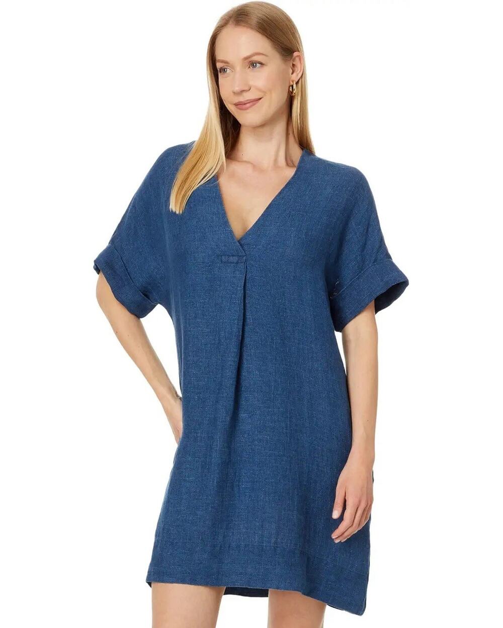 Faherty Dress Womens Size XS Linen Navy Blue Sanibel Basketweave Indigo $178